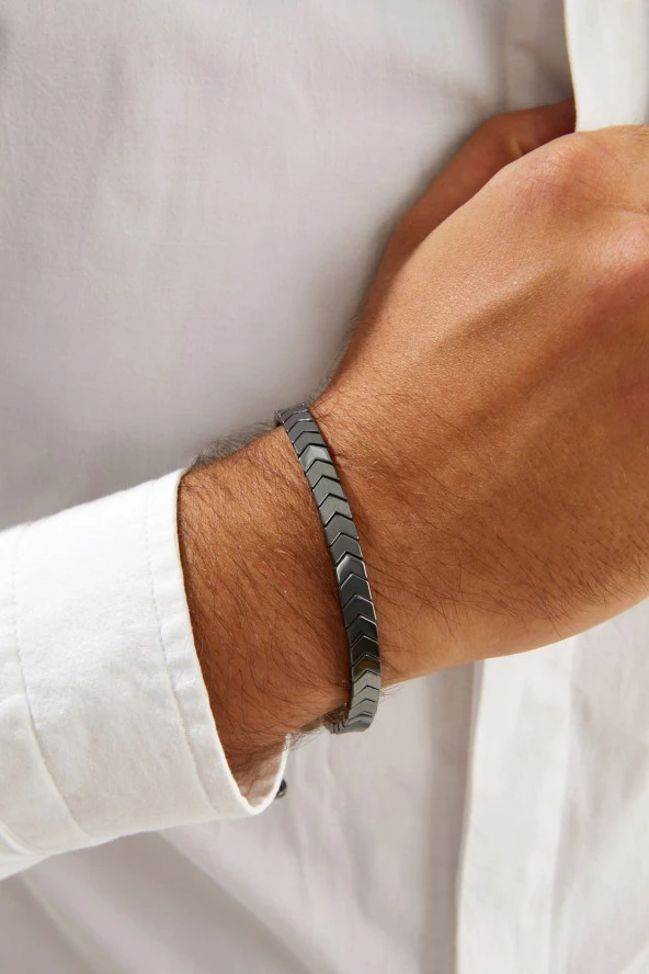 Man 2li Bileklik (klipsli Deri Geçişli Ve Hematit Klips) Hediyelik Set Pdmssd01 - 2