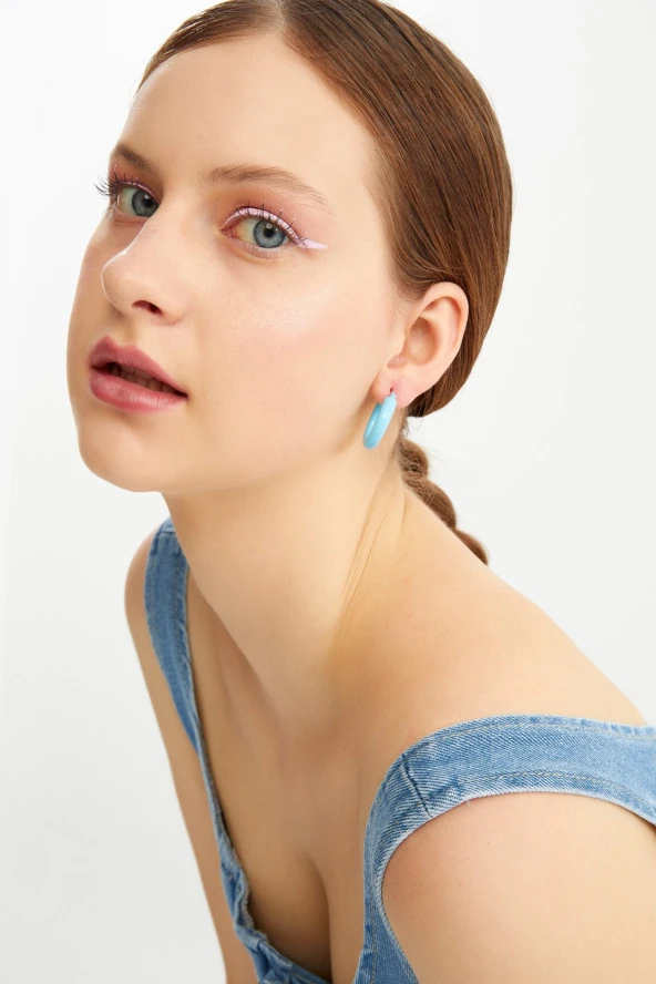 Limited Edition Mavi Halka Denim Küpe Pdmy33 - 2