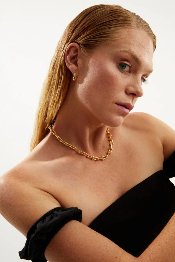 Tif Serisi Altın Renkli Tif Zincir Kadın Kolye Pdmk5 - 2