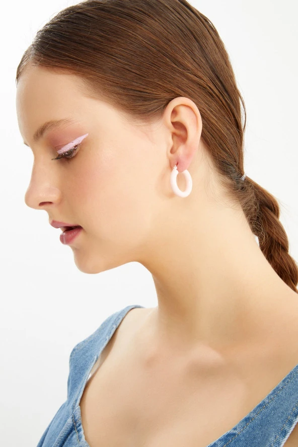 Limited Edition Pembe Halka Denim Küpe Pdmy34 - 3