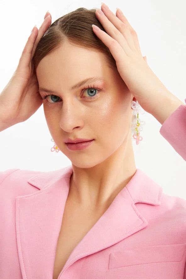 Limited Edition Kristal Boncuklu 100 El Yapımı Tüllü Salkım Küpe Pdmy40 - 4