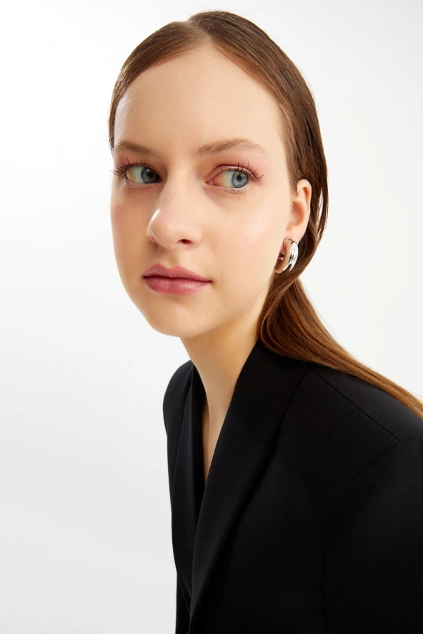 Limited Edition Yarım Halka Xl Silver Küpe Pdmy24