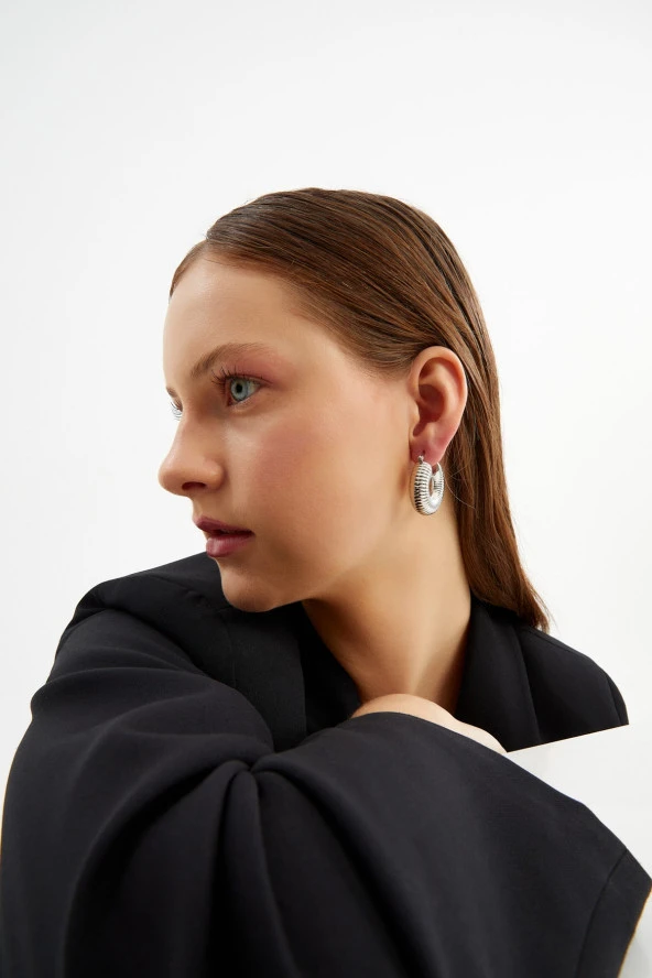 Limited Edition Altın Kaplama Burgu Halka Silver Küpe Pdmy23 - 2