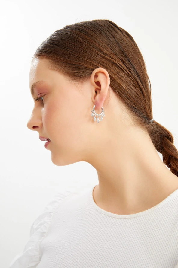 Limited Edition Shakira Salsa Serisi Çelik Gümüş Taşlı Küpe Pdmy20 - 2