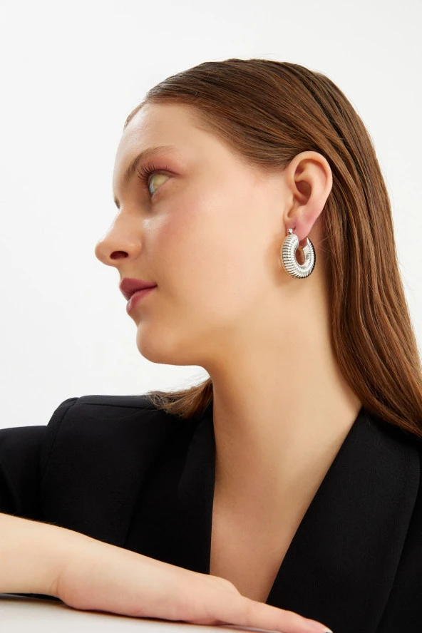 Limited Edition Altın Kaplama Burgu Halka Silver Küpe Pdmy23 - 4