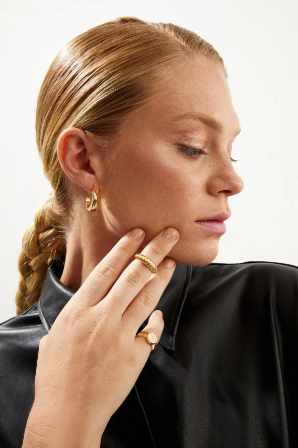 Aimer Serisi Altın Kaplama Ayarlanabilir Yüzük Pdmz03 - 2