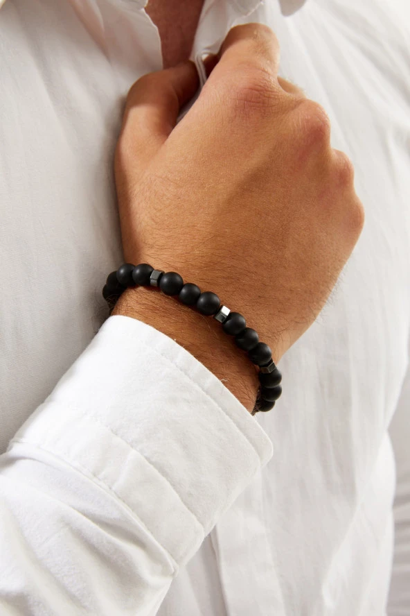 Man Doğal Taş Lastikli Erkek Bileklik Pdme01 - 2