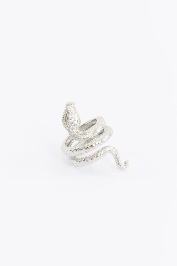 Padm Paris Limited Edition Yılan Figürlü Silver Renkli Tasarım Yüzük - 2