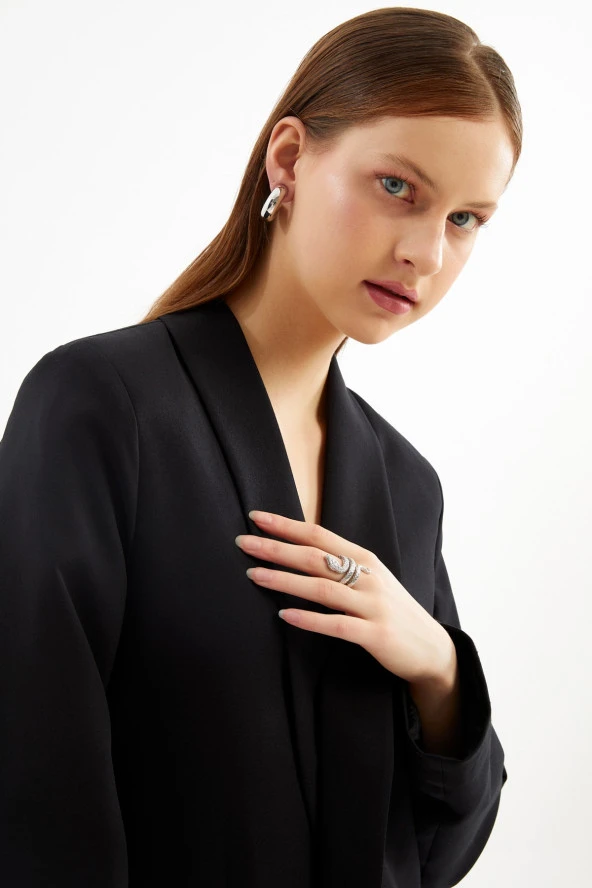 Padm Paris Limited Edition Yılan Figürlü Silver Renkli Tasarım Yüzük - 4