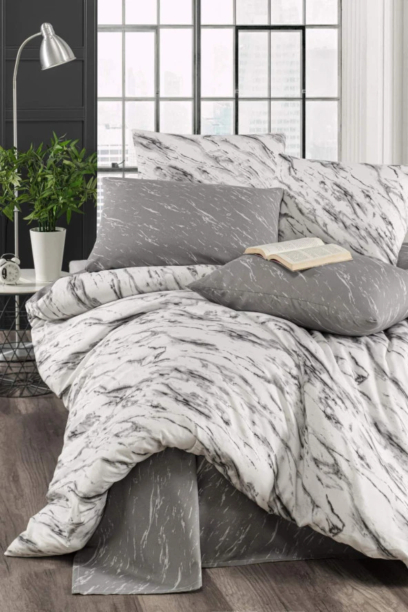 Newhome Ranforce Çift Kişilik Çarşafsız  Nevresim Seti Traverten - 2