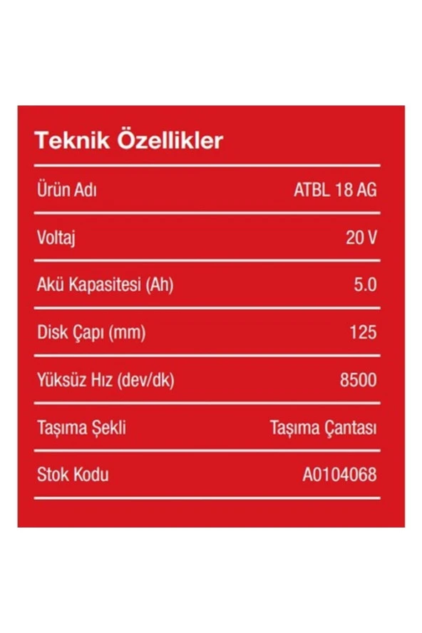 Attlas Pro Atbl 18 AG-502C Akülü Taşlama Kömürsüz 20V 5 Amper - 2