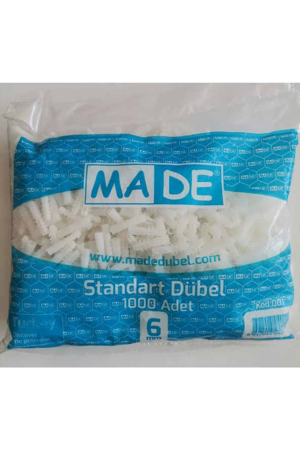 Made 6 Mm Standart Dübel Paket 1000 Adet