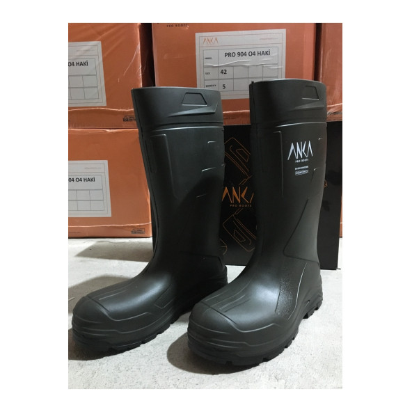 Mekap Anka Pro904 Pu Çizme Bot Uzun Haki O4 Çelik Burunsuz 44 Numara