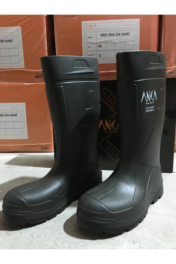 Mekap Anka Pro904 Pu Çizme Uzun Haki O4 Çelik Burunsuz no: 41