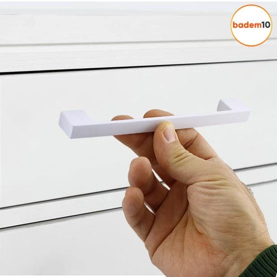 Gölcük Düz Mobilya Mutfak Dolap Çekmece Dolabı Kapak Metal Kulpu Kulbu Kulpları Beyaz 160 Mm - 16 Cm - 5