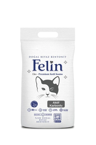 Felin Aktif Karbonlu Topaklanan İnce Taneli Kedi Kumu 15 kg