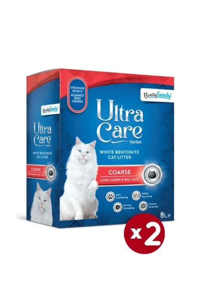 Ultra Care Series Büyük ve Uzun Tüylü Kediler İçin İri Taneli Topaklanan Kedi Kumu 8Lx2