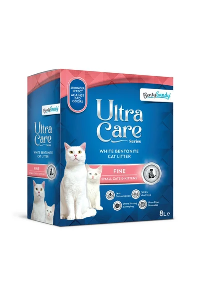 Ultra Care Series Küçük ve Yavru Kediler İçin İnce Taneli Topaklanan Kedi Kumu 8L - 1