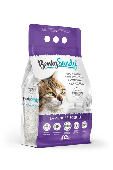 BentySandy Lavanta Kokulu Topaklanan İnce Taneli Kedi Kumu 10Lx2 - Resim 2