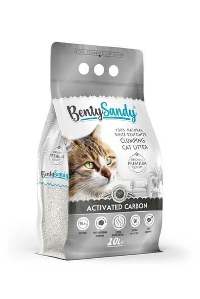 BentySandy Aktif Karbonlu Topaklanan İnce Taneli Kedi Kumu 10L - Resim 4