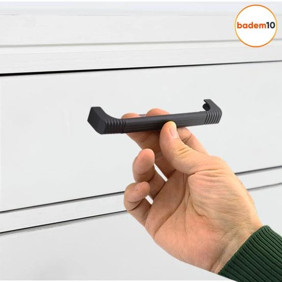 Side Mutfak Kulbu Çekmece Dolap Kulpu Metal Kulp Mobilya Dolabı Kulpları Renk (128 MM-12.8 CM) Siyah - Resim 5