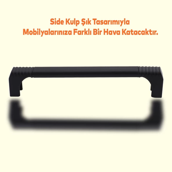 Side Mutfak Kulbu Çekmece Dolap Kulpu Metal Kulp Mobilya Dolabı Kulpları Renk (128 MM-12.8 CM) Siyah - Resim 3