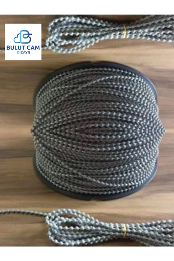 Bulut Dizayn-10metre Cam Balkon Plastik Boncuklu Ip Zincirleri Boncuk Çapı 4.5mm (GRİ)