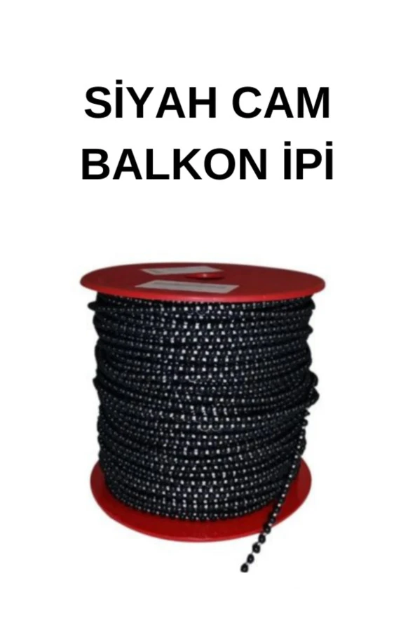 Bulut Dizayn- 10metre Cam Balkon Plastik Boncuklu Ip Zincirleri Boncuk Çapı 4.5mm 10 Metre (SİYAH)