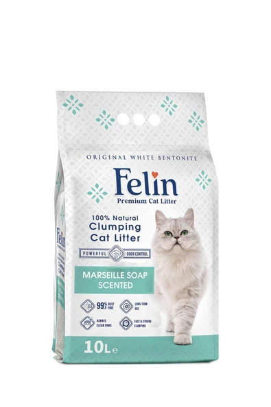 Felin Marsilya Sabunu Kokulu Topaklanan İnce Taneli Kedi Kumu 10L