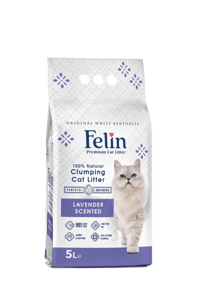 Felin Lavanta Kokulu Topaklanan İnce Taneli Kedi Kumu 5L
