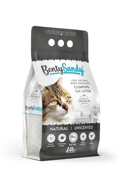 BentySandy Naturel Kokusuz Topaklanan İnce Taneli Kedi Kumu 10L