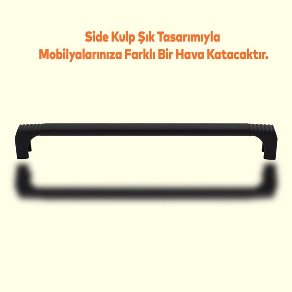 Side Mutfak Kulbu Çekmece Dolap Kulpu Metal Kulp Mobilya Dolabı Kulpları Renk 192 mm Siyah - Resim 3