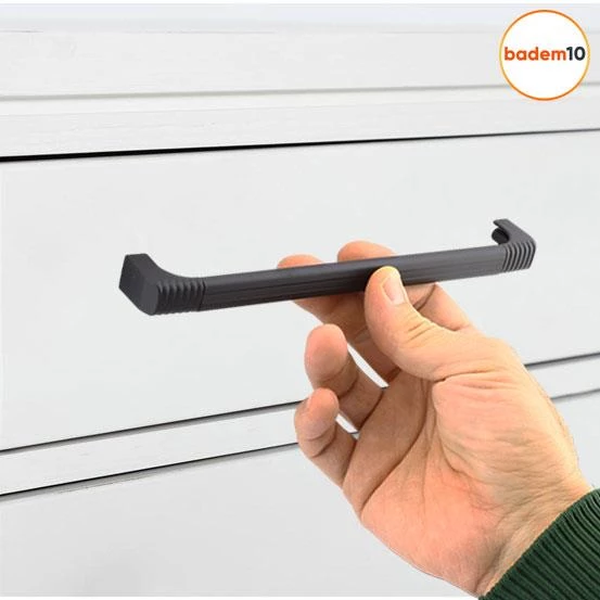 Side Mutfak Kulbu Çekmece Dolap Kulpu Metal Kulp Mobilya Dolabı Kulpları Renk 192 mm Siyah - Resim 5