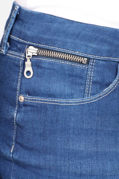 Kadın Jean Kısa Etek Koyu Mavi - 7