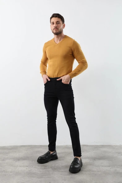 Erkek Koyu Lacivert Straight Fit Jean Pantolon - 3