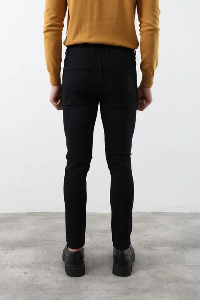Erkek Koyu Lacivert Straight Fit Jean Pantolon - 6