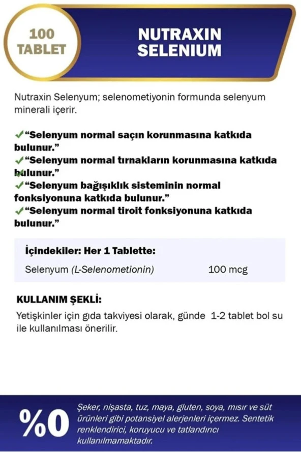 Nutraxin Selenium 100 mcg 100 Tablet - Resim 2