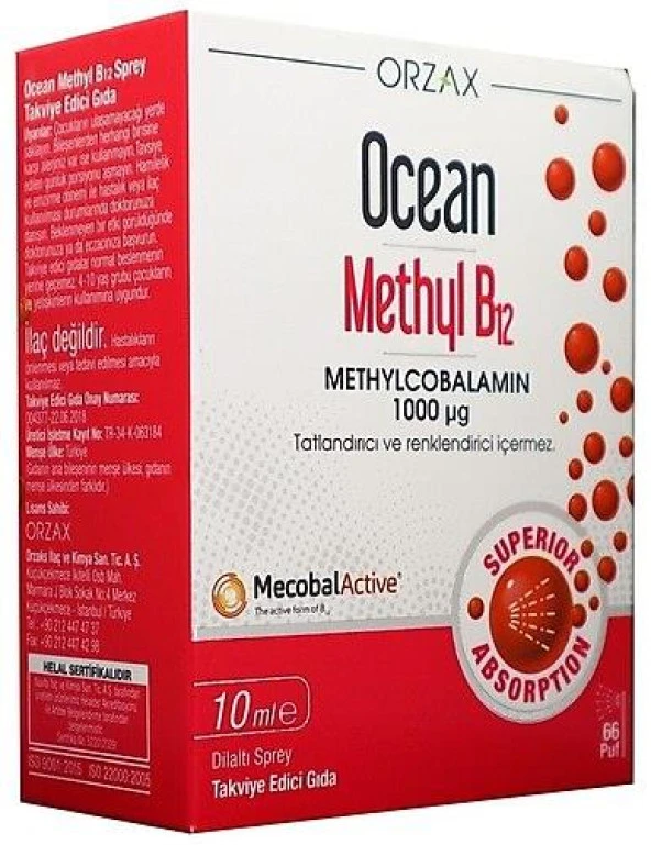 Ocean Methyl B12 Sprey 1000 mg 10 ml ürün görseli