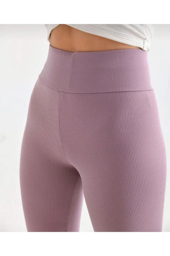 Kadın Korseli Pudra Renk Fitilli Yüksel Bel Toparlayıcı Tayt