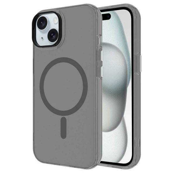 Vendas iPhone 15 Uyumlu Cro Serisi Buzlu Transparan Magsafe Şarj Özellikli Sert Kılıf