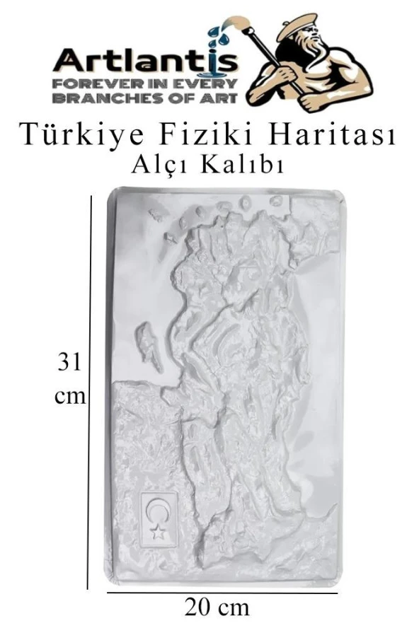 Türkiye Harita Alçı Kalıbı A4 20x31 cm 1 Adet Türkiye Fiziki Harita Kabartma Alçı Kalıbı Okul Etkinlik