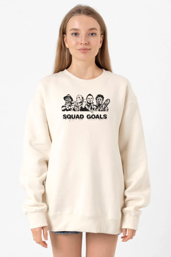 Horror Movie Squad Goals Ekru Kadın 2ip Sweatshirt