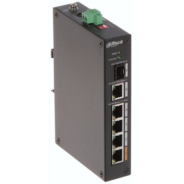 DAHUA PFS3106-4ET-60-V2,  6 Port, Megabit,  4FE PoE Port (4xPoE 60W) ,1GE Uplink, 1GE SFP Yönetilemez Switch