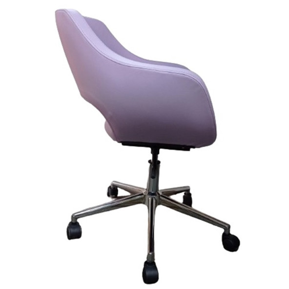 Büro Koltuğu Çalışma Sandalyesi Döküm Süngerli Lila Suni Deri - Resim 3