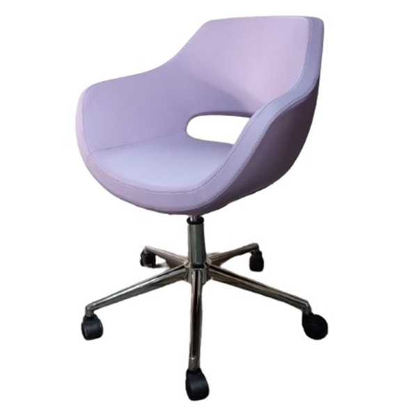 Büro Koltuğu Çalışma Sandalyesi Döküm Süngerli Lila Suni Deri - Resim 5