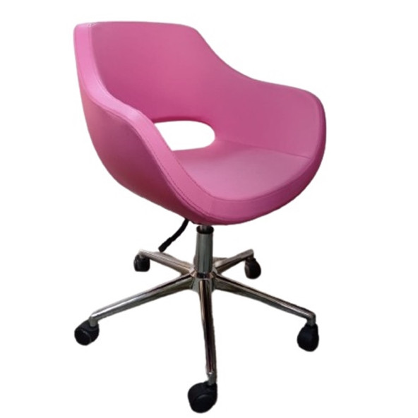 Ofis Büro Koltuğu Çalışma Sandalyesi Döküm Süngerli Pembe Renk Suni Deri