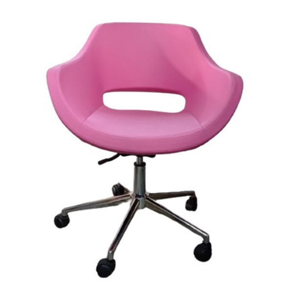 Ofis Büro Koltuğu Çalışma Sandalyesi Döküm Süngerli Pembe Renk Suni Deri - 2