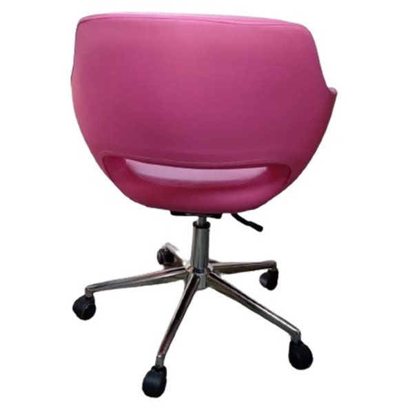 Ofis Büro Koltuğu Çalışma Sandalyesi Döküm Süngerli Pembe Renk Suni Deri - 3