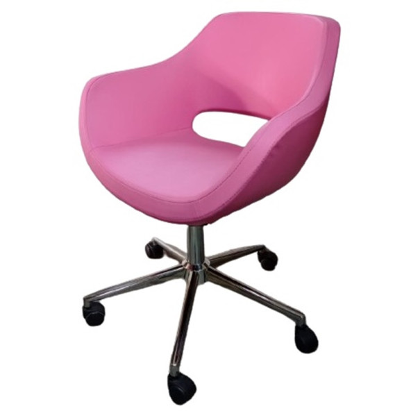 Ofis Büro Koltuğu Çalışma Sandalyesi Döküm Süngerli Pembe Renk Suni Deri - 4