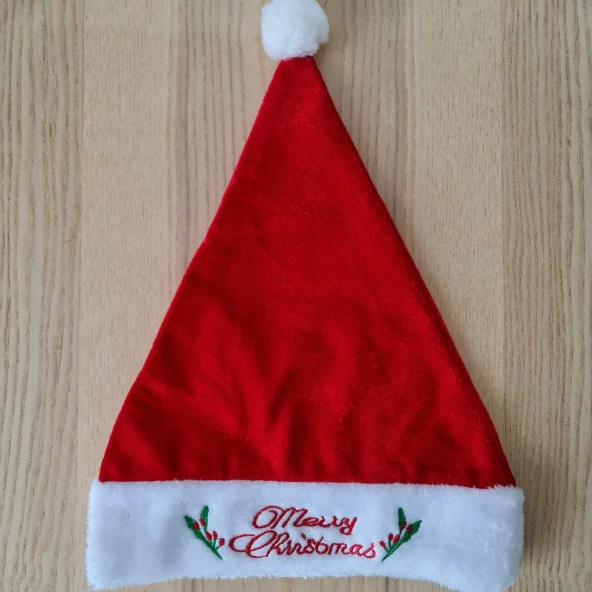 Yılbaşı Yeniyıl Kostümü Lüks Kadife Noel Baba Şapkası Kaliteli Yılbaşı Şapkası